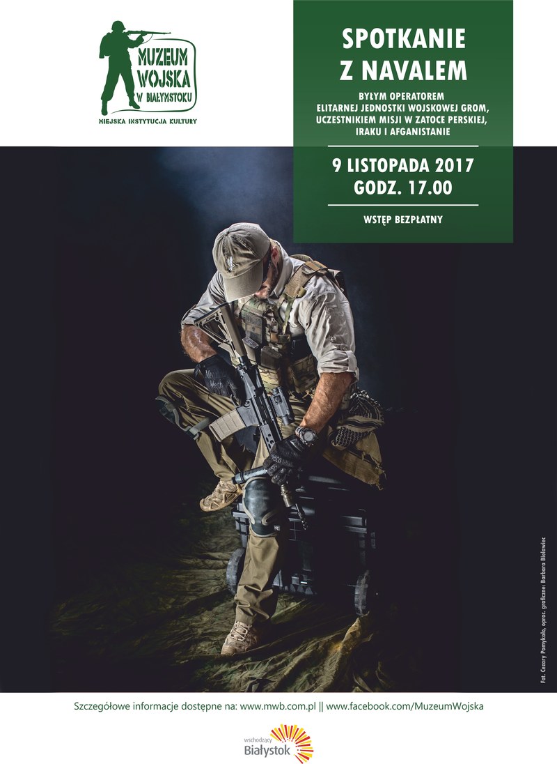 Plakat spotkania autorskiego - Muzeum Wojska w Białymstoku, 9 listopada 2017